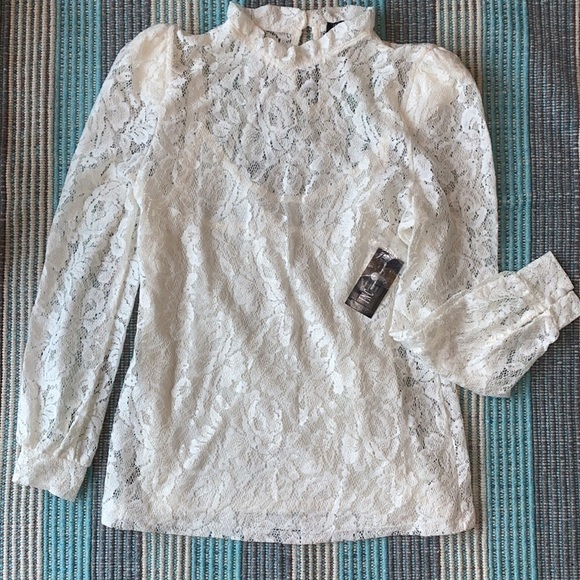 INC International Concepts Lace Blouson ToP - Picture 2 of 7